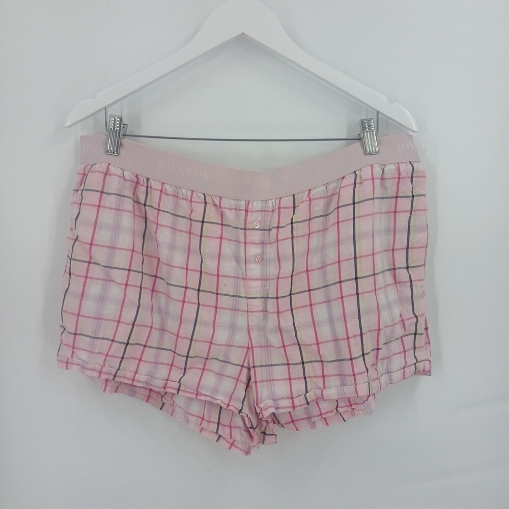 JOYSPUN Pink Plaid Pajama Shorts Womens Size XL elastic Waist Lounge Sleepwear